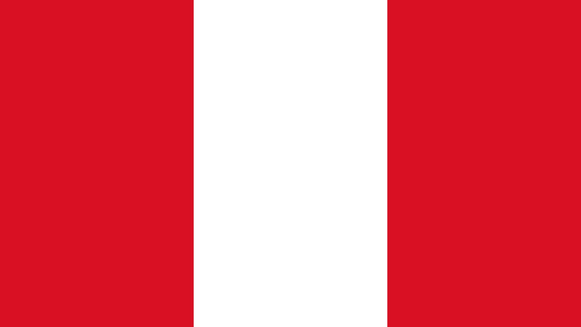 Flag of Peru with three vertical stripes: red, white, red.