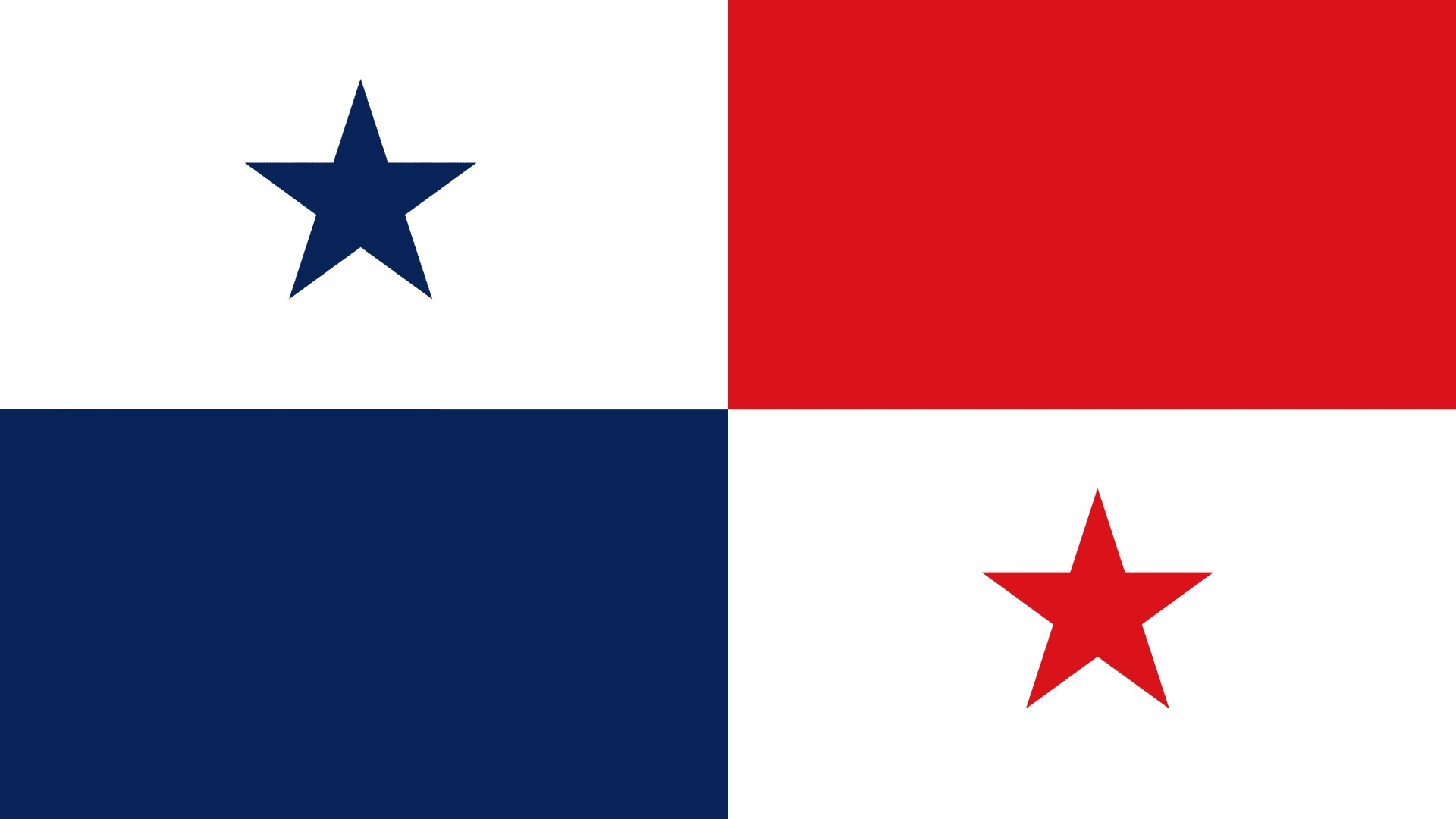 Flag of Panama with four quadrants, featuring blue and red stars on white and solid blue and red blocks.